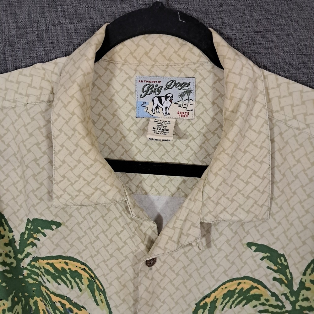 VTG 90s Big Dogs Hawaiian Camp Shirt XL Button Up Baggy Resortwear Travel Beach - Picture 7 of 10